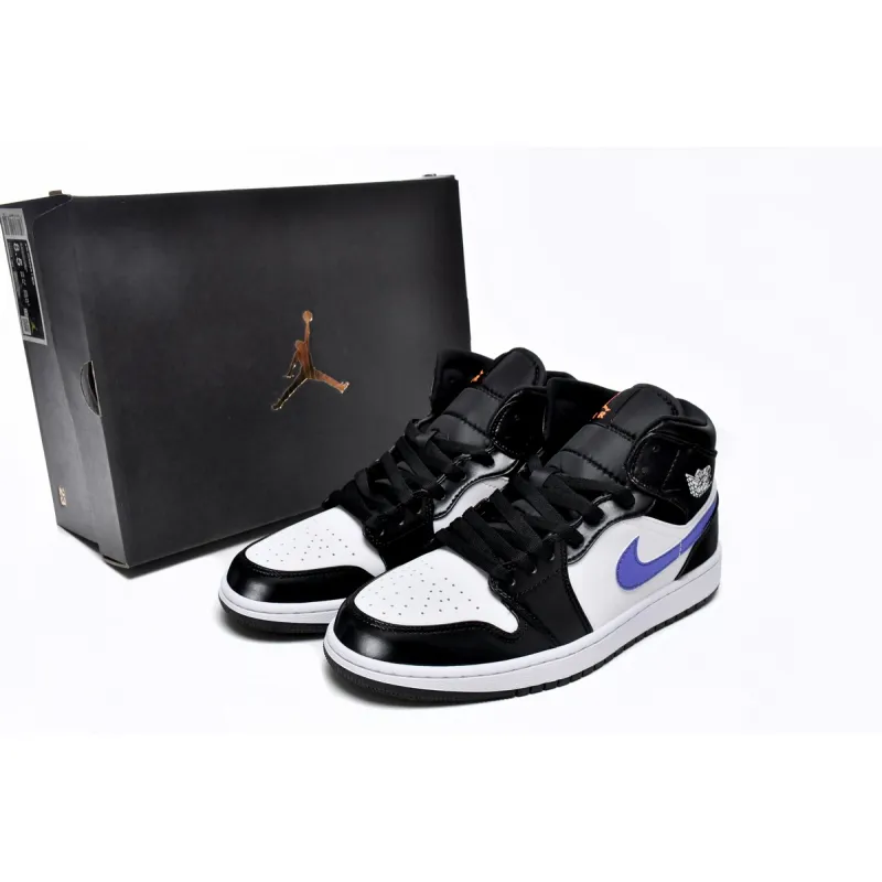 Air Jordan 1 Mid Black Racer Blue White (GS)  554725-084