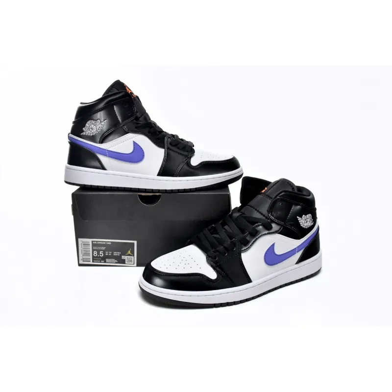 Air Jordan 1 Mid Black Racer Blue White (GS)  554725-084