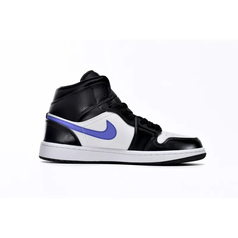 Air Jordan 1 Mid Black Racer Blue White (GS)  554725-084