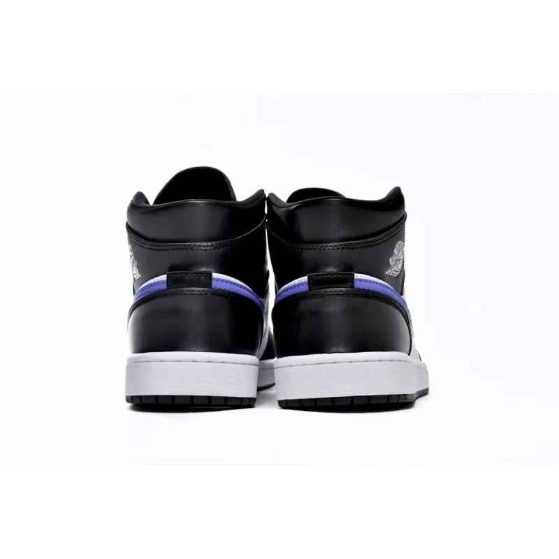 Air Jordan 1 Mid Black Racer Blue White (GS)  554725-084