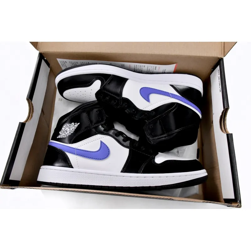 Air Jordan 1 Mid Black Racer Blue White (GS)  554725-084