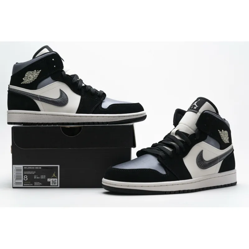 Air Jordan 1 Mid Satin Grey Toe  852542-011