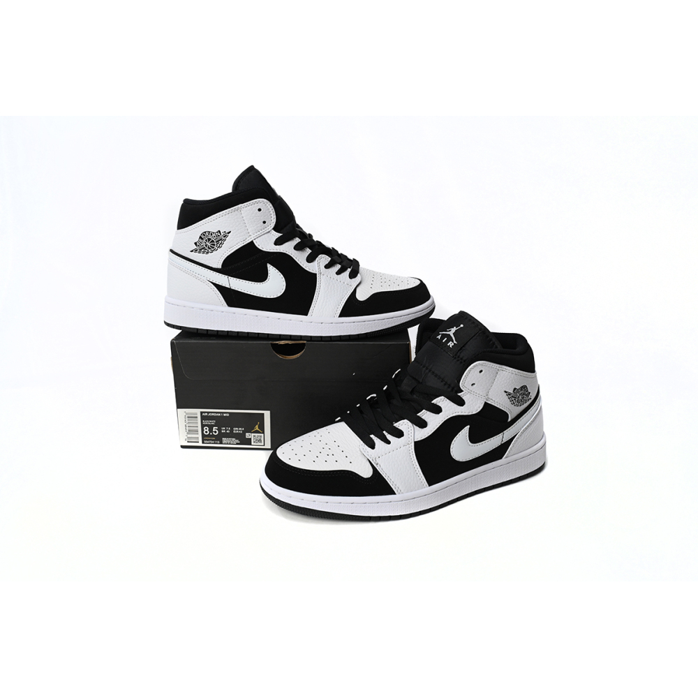 Air Jordan 1 Mid White Black  554724-113 