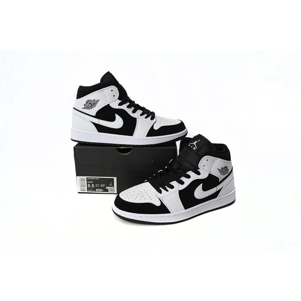Air Jordan 1 Mid White Black  554724-113 