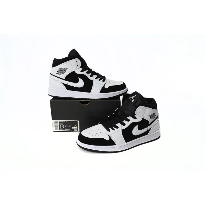 Air Jordan 1 Mid White Black  554724-113 