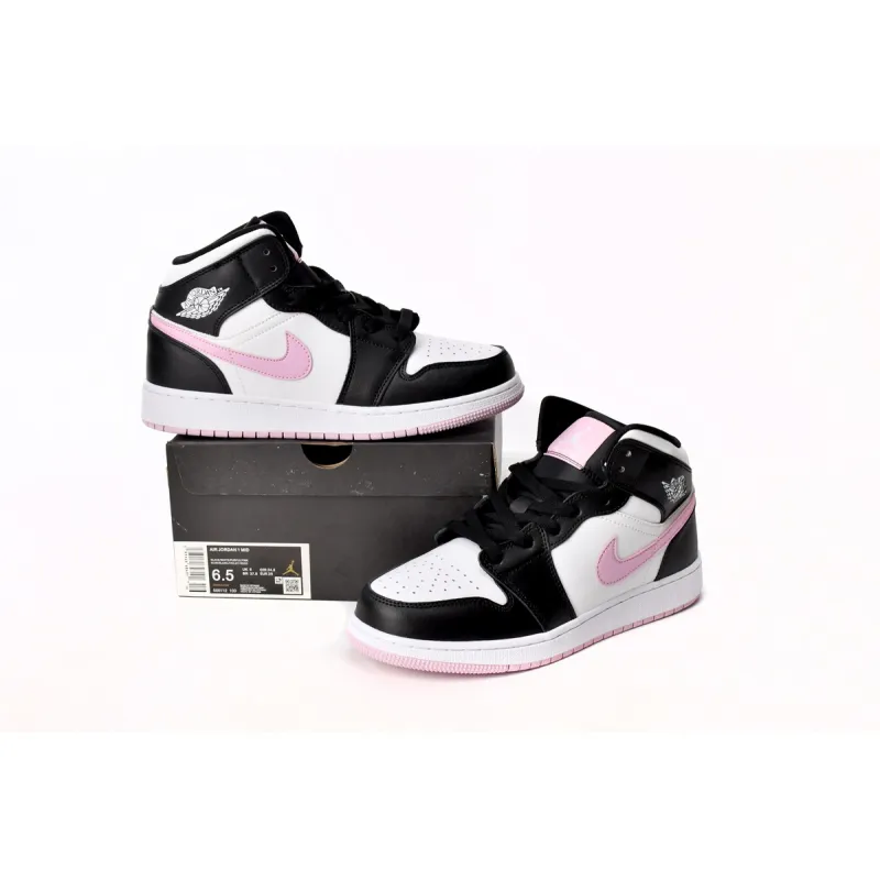 Air Jordan 1 Mid White Black Light Arctic Pink (GS)  555112-103
