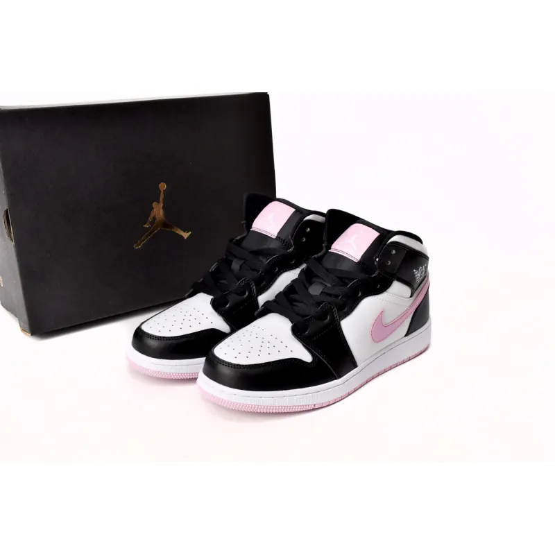 Air Jordan 1 Mid White Black Light Arctic Pink (GS)  555112-103
