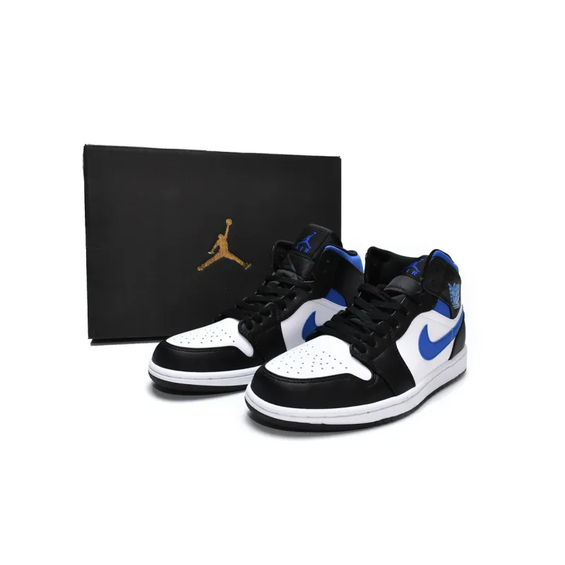 Air Jordan 1 Mid White Black Racer Blue  554724-140