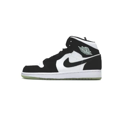 Air Jordan 1 Mid White Black Teal Tint (GS)  BQ6931-103 01