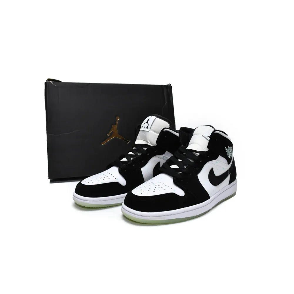 Air Jordan 1 Mid White Black Teal Tint (GS)  BQ6931-103