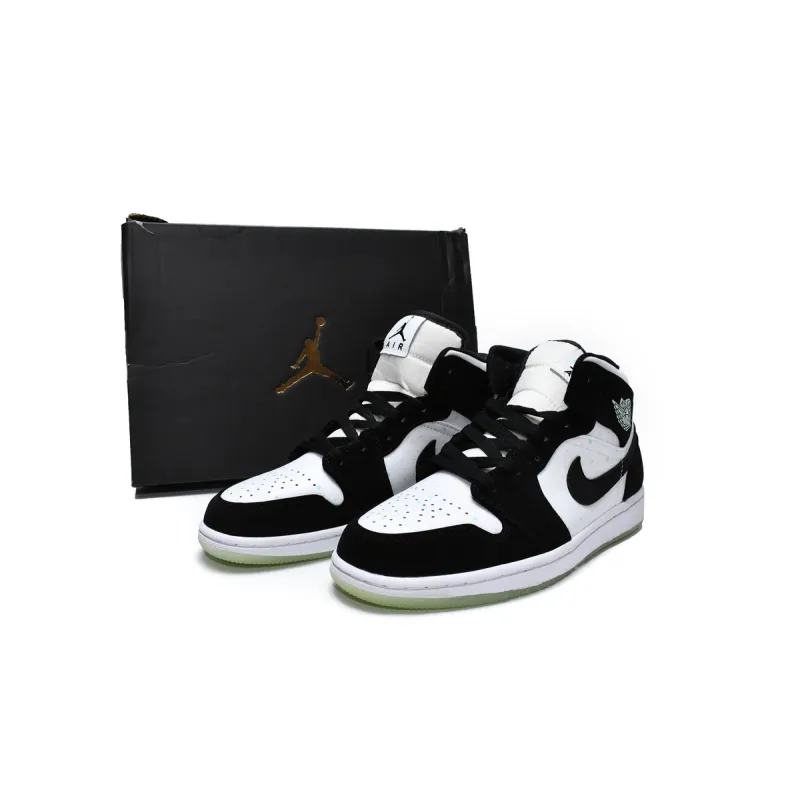 Air Jordan 1 Mid White Black Teal Tint (GS)  BQ6931-103