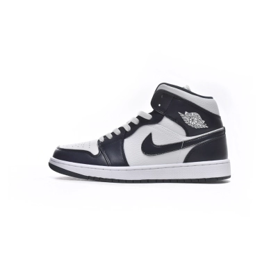Air Jordan 1 Mid White Metallic Gold Obsidian  554724-174 01