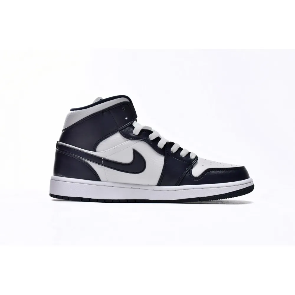 Air Jordan 1 Mid White Metallic Gold Obsidian  554724-174