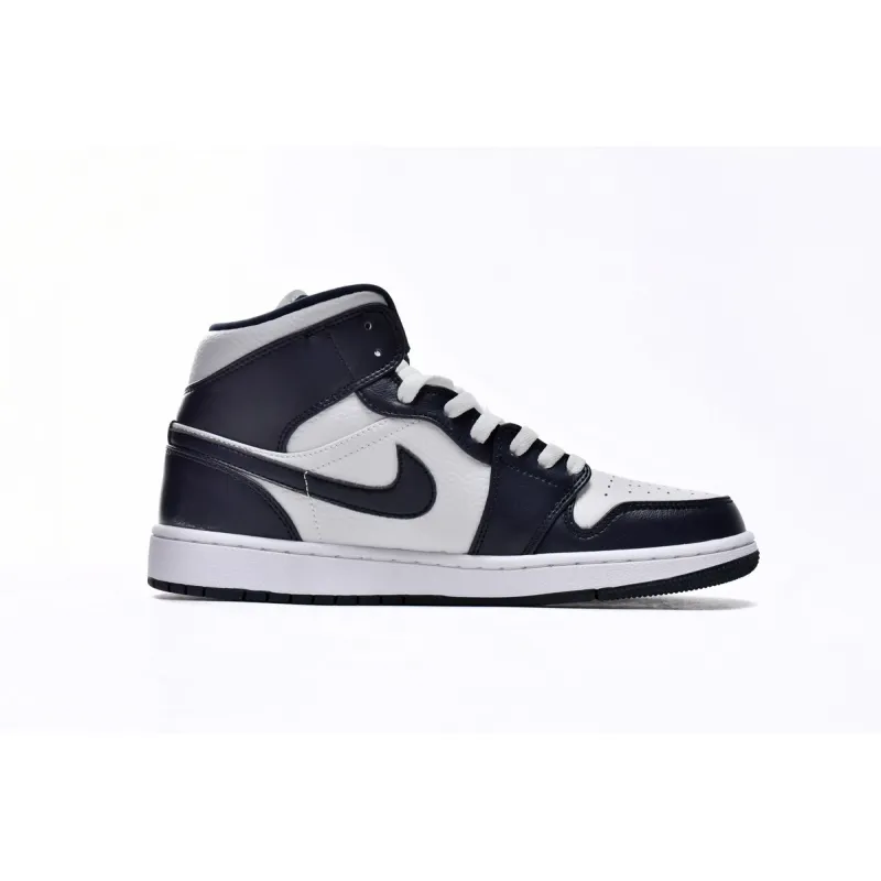 Air Jordan 1 Mid White Metallic Gold Obsidian  554724-174