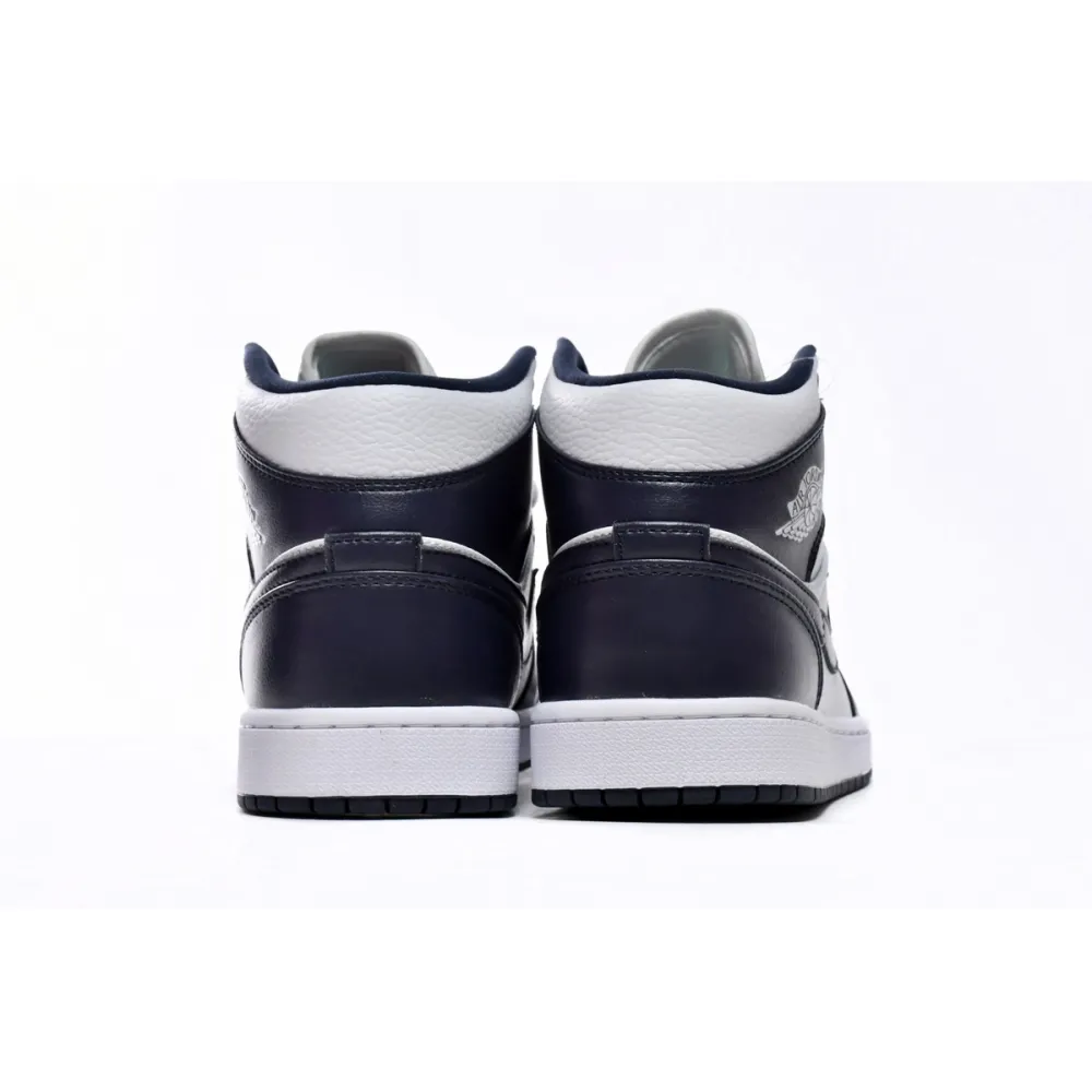 Air Jordan 1 Mid White Metallic Gold Obsidian  554724-174