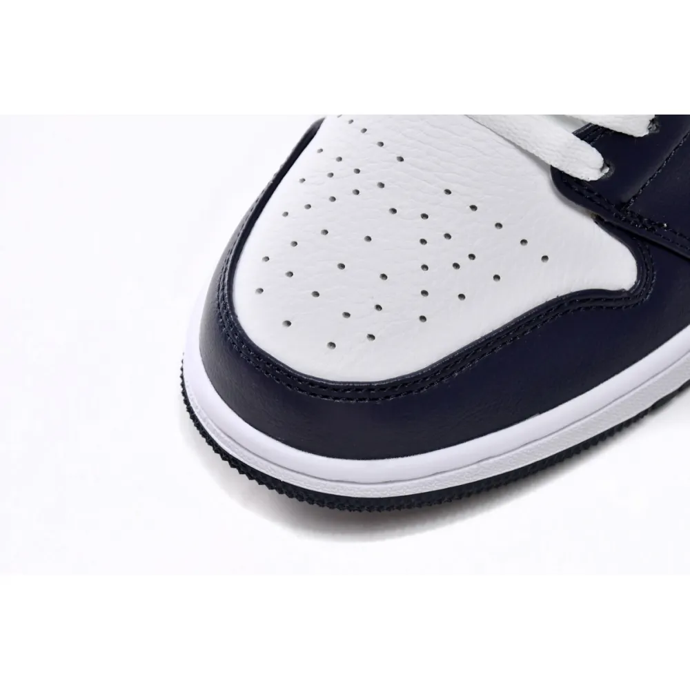Air Jordan 1 Mid White Metallic Gold Obsidian  554724-174