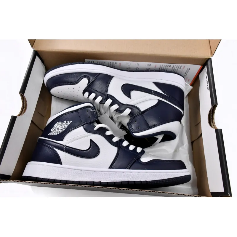 Air Jordan 1 Mid White Metallic Gold Obsidian  554724-174