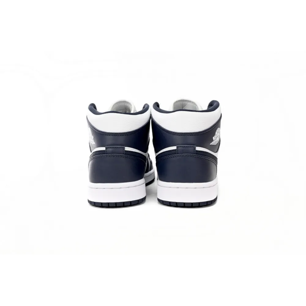 Air Jordan 1 Mid White Metallic Gold Obsidian (GS)  554725-174