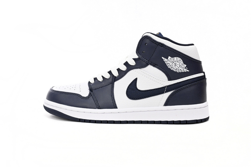 Air Jordan 1 Mid White Metallic Gold Obsidian (GS) 554725-174