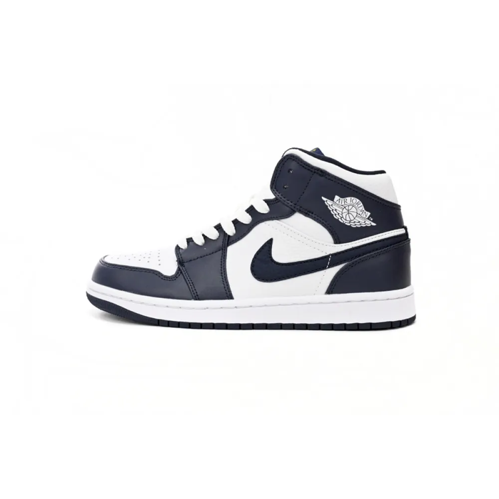 Air Jordan 1 Mid White Metallic Gold Obsidian (GS)  554725-174