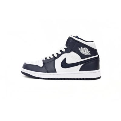 Air Jordan 1 Mid White Metallic Gold Obsidian (GS)  554725-174 01