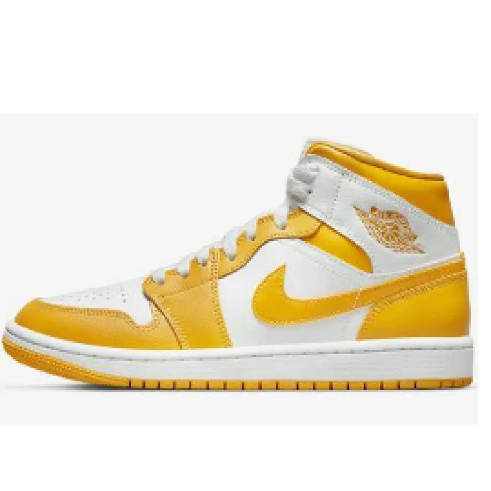 Air Jordan 1 Mid White University Gold (Women's)  BQ6472—117