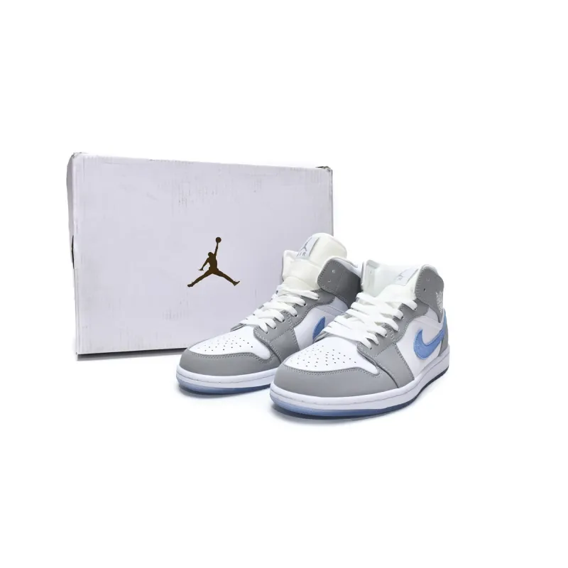 Air Jordan 1 Mid Wolf Grey Aluminum (Women's)  BQ6472-105