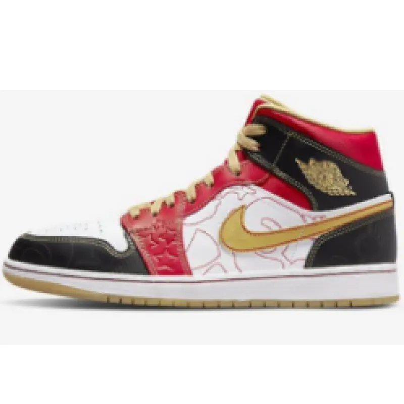 Air Jordan 1 Mid XQ White Black Sport Red  DV0576—176 