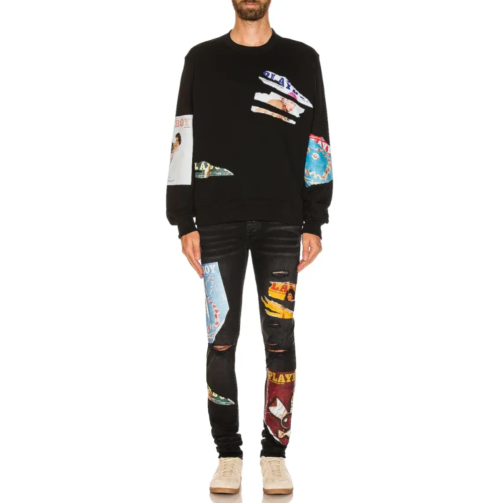 AMIRI Playboy Magazine Skinny JeanAged Black