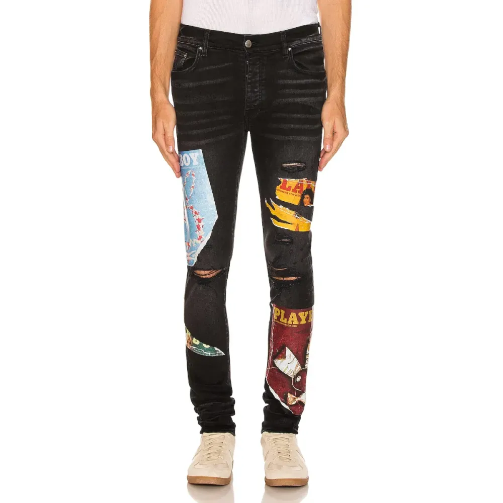 AMIRI Playboy Magazine Skinny JeanAged Black