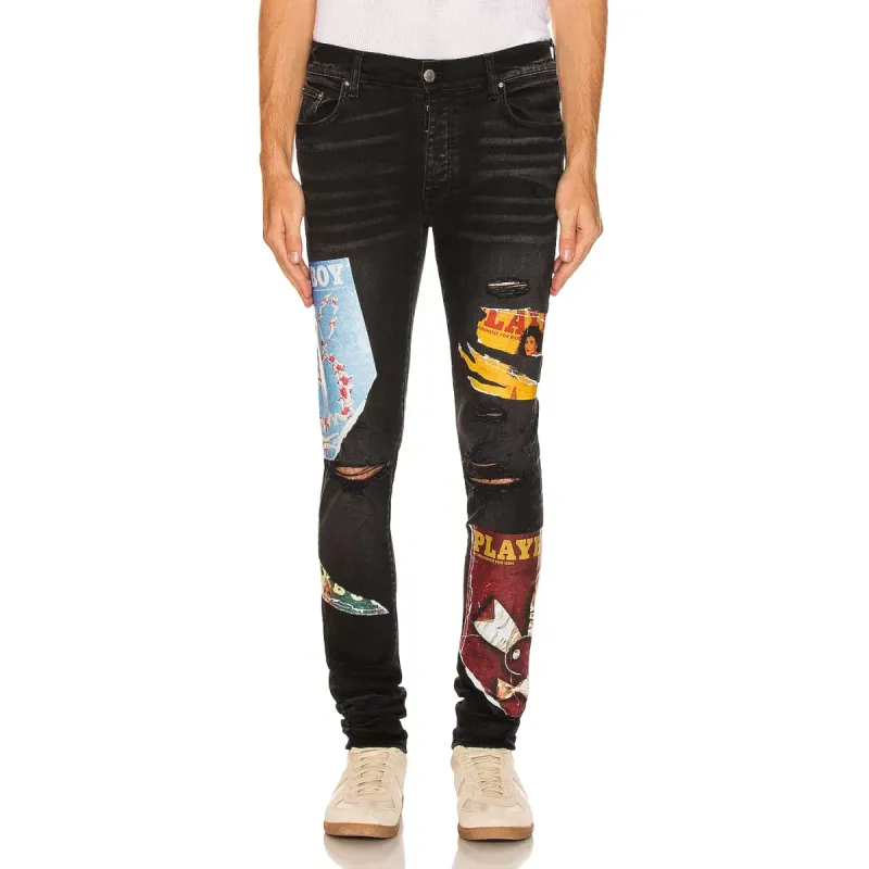 AMIRI Playboy Magazine Skinny JeanAged Black