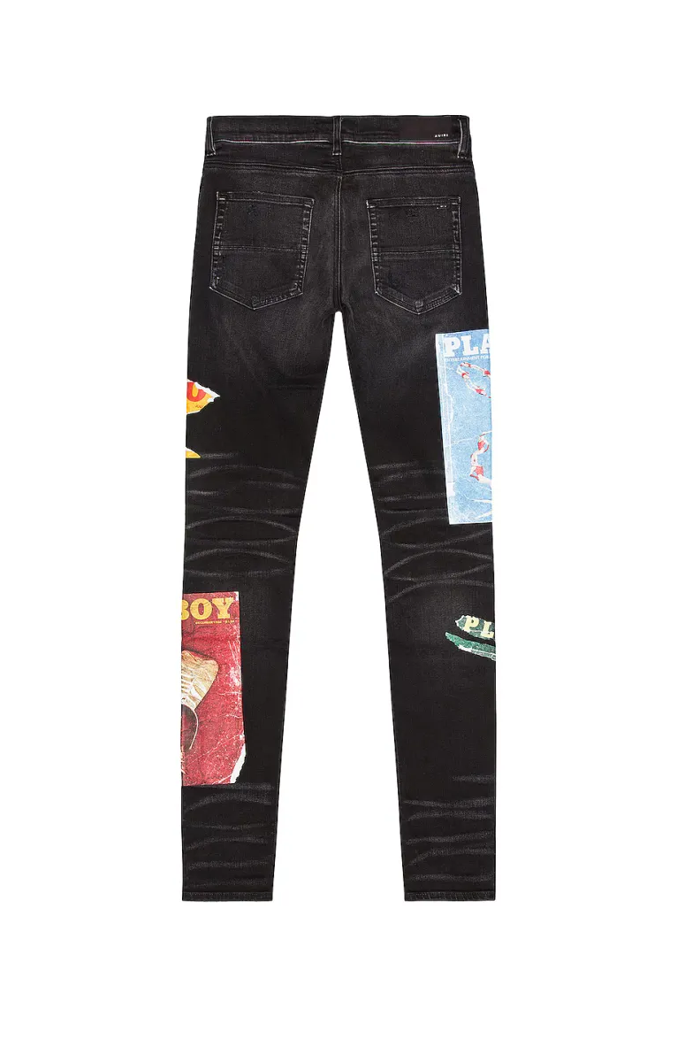 AMIRI Playboy Magazine Skinny JeanAged Black