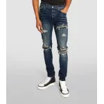 AMIRI Stonewashed Distressed Slim Cut Jeans Deep Classic Blue