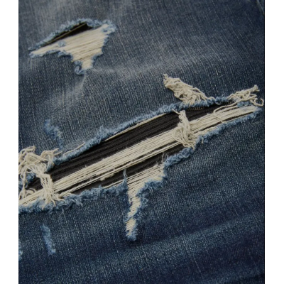AMIRI Stonewashed Distressed Slim Cut Jeans Deep Classic Blue 02