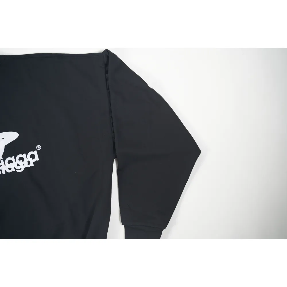 LAYERED SPORTS ROUND SWEATSHIRT OVERSIZED IN BLACK/WHITE 767860TPVF31070