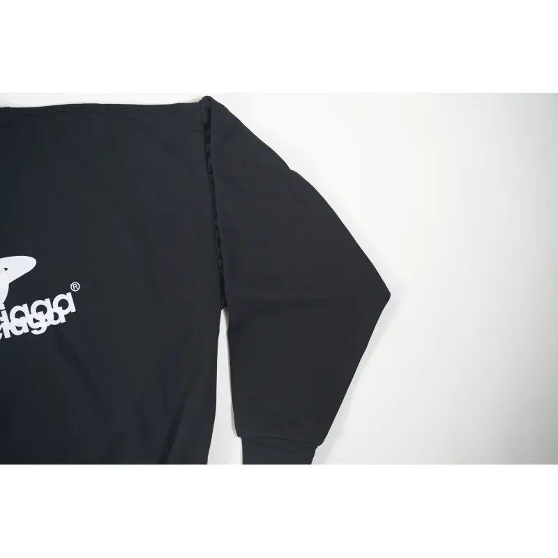 LAYERED SPORTS ROUND SWEATSHIRT OVERSIZED IN BLACK/WHITE 767860TPVF31070