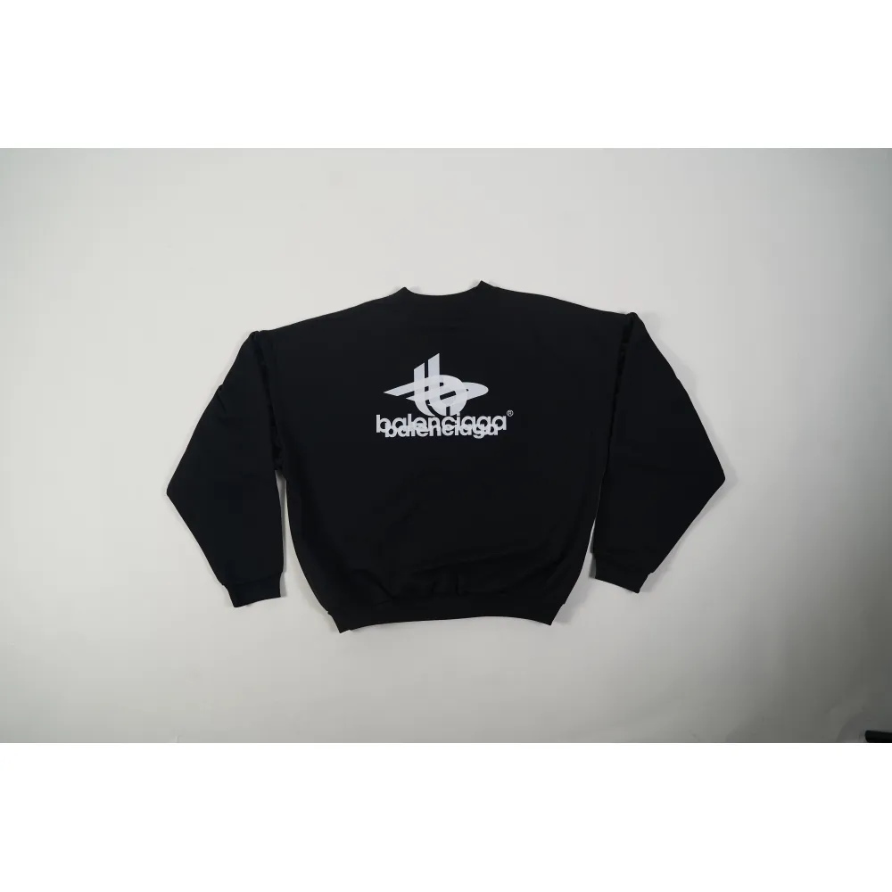 LAYERED SPORTS ROUND SWEATSHIRT OVERSIZED IN BLACK/WHITE 767860TPVF31070