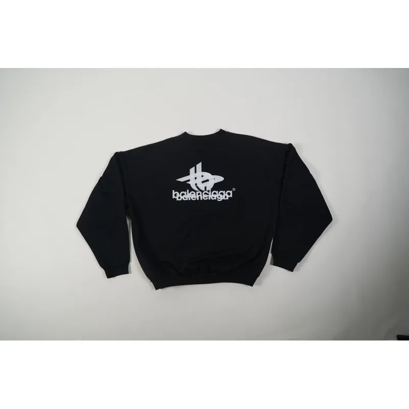 LAYERED SPORTS ROUND SWEATSHIRT OVERSIZED IN BLACK/WHITE 767860TPVF31070