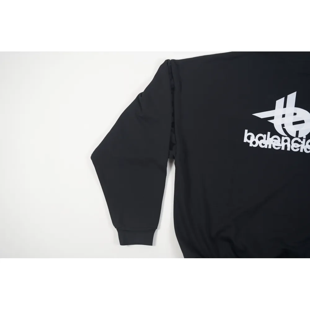 LAYERED SPORTS ROUND SWEATSHIRT OVERSIZED IN BLACK/WHITE 767860TPVF31070