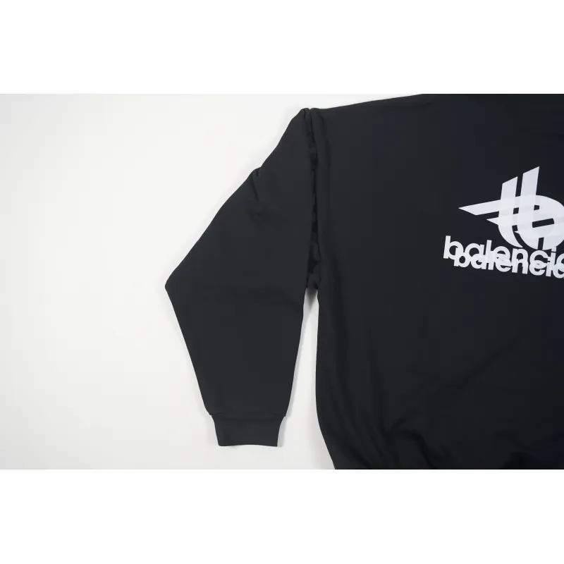 LAYERED SPORTS ROUND SWEATSHIRT OVERSIZED IN BLACK/WHITE 767860TPVF31070