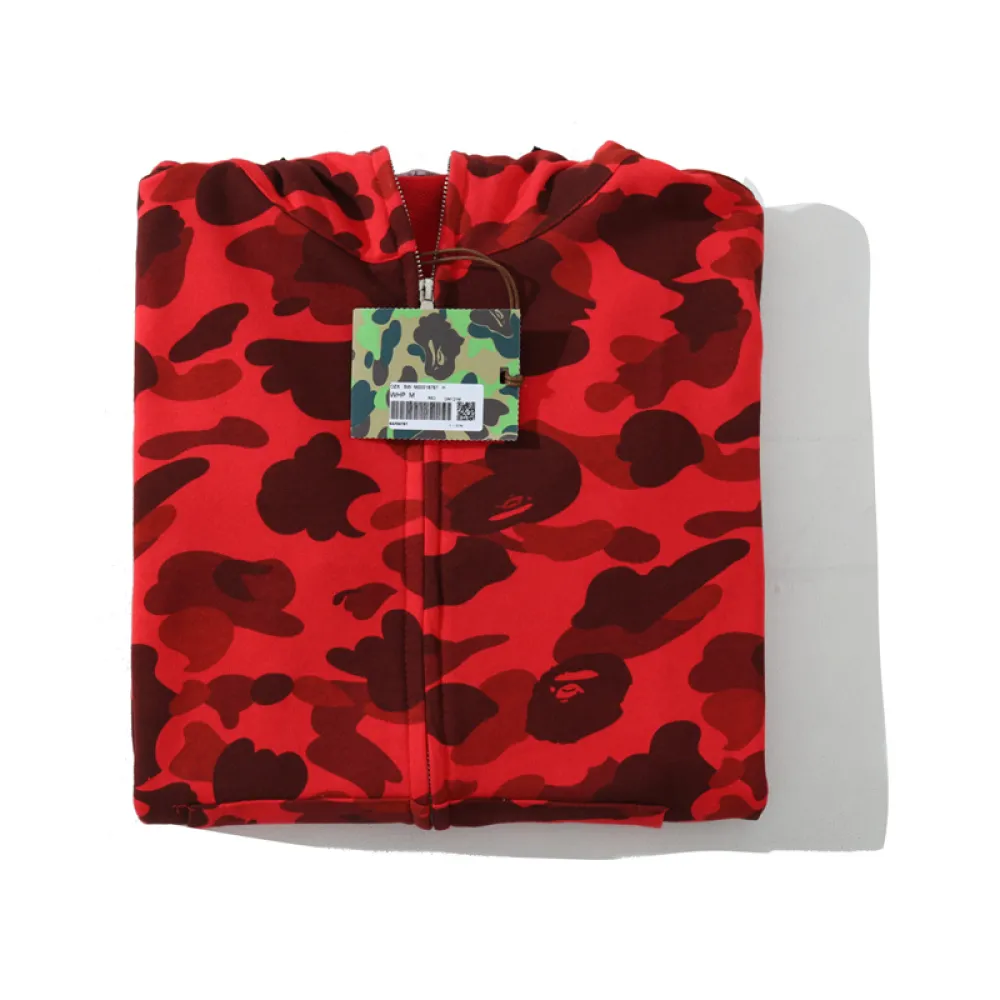  BAPE Color Camo Shark Zip Hoodie Red 4580793322511