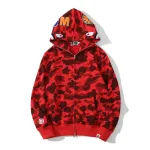  BAPE Color Camo Shark Zip Hoodie Red 4580793322511
