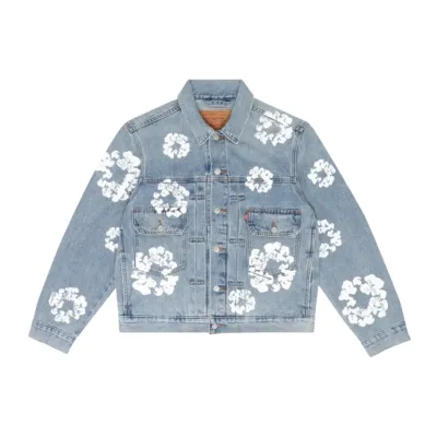  DENIM TEARS TYPE - 2 ALL OVER WREATH LIGHT WASH Jacket 01