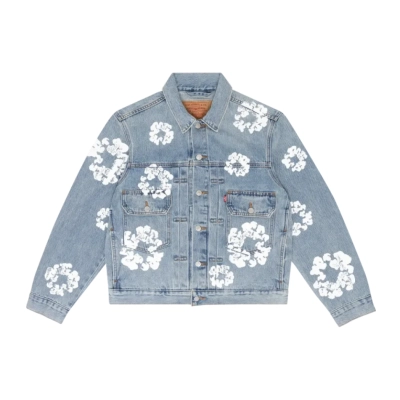  DENIM TEARS TYPE - 2 ALL OVER WREATH LIGHT WASH Jacket 01