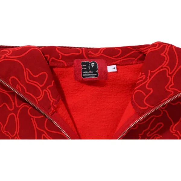 BAPE 30th Anniversary Line Camo Shark Full Zip Hoodie Red