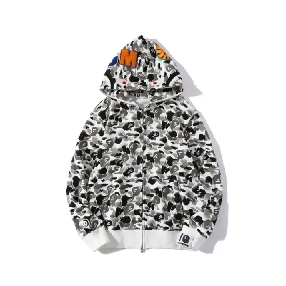 BAPE ABC Camo Double Shark Full Zip Hoodie Grey