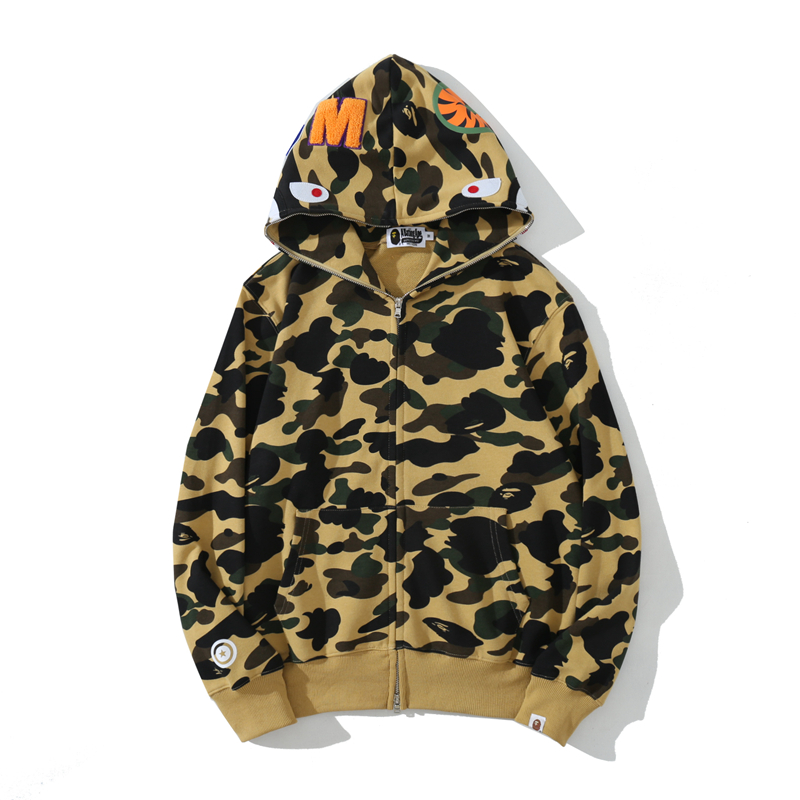BAPE Cloro Camo Shark Full Zip Hoodie Yellow FW18