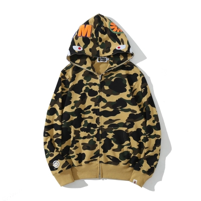 BAPE Cloro Camo Shark Full Zip Hoodie Yellow FW18 01