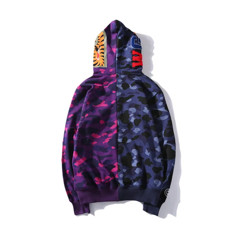 BAPE Color Camo 1/2 Shark Full Zip Hoodie Navy Camo