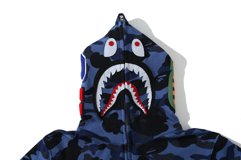 BAPE COLOR CAMO SHARK ZIP HOODIE NAVY 4580793329572